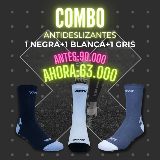 Combo x3 Antideslizantes Negra + Blanca + Gris