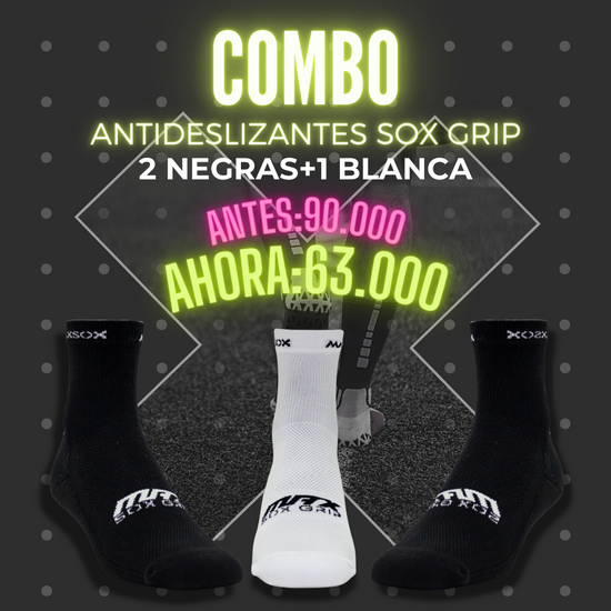 Combo x3 Antideslizantes SOX 2 Negras + 1 Blanca