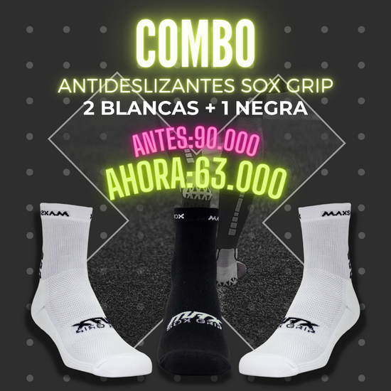 Combo x3 Antideslizantes SOX 2 Blancas + 1 Negra