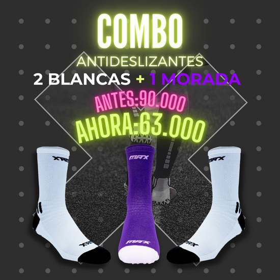 Combo x3 Antideslizantes 2 Blancas + 1 Morada