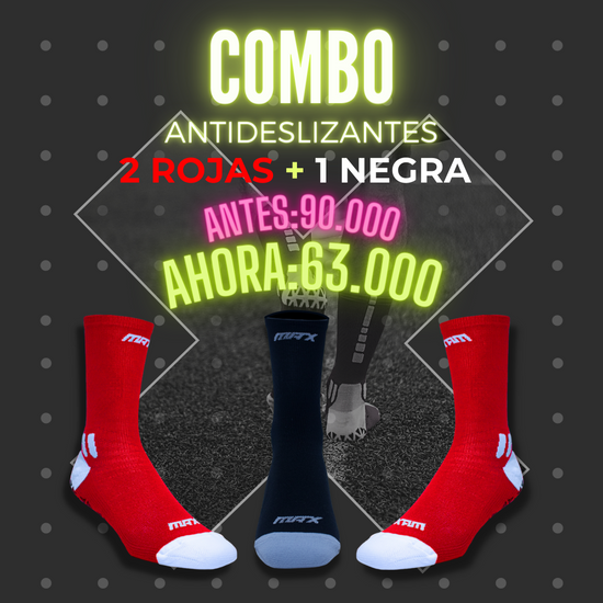 Combo x3 Antideslizantes 2 Rojas + 1 Negra