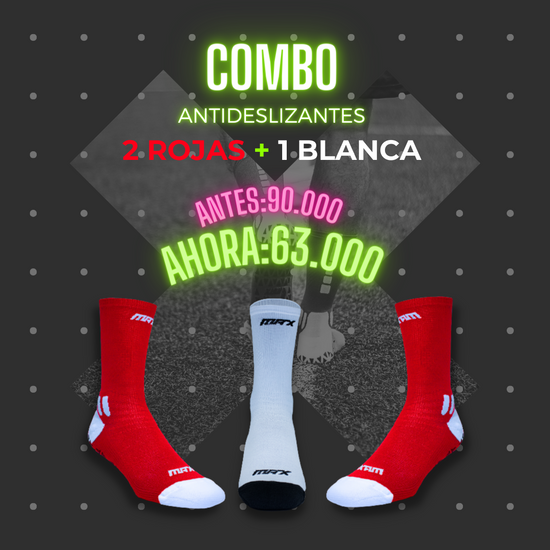 Combo x3 Antideslizantes 2 Rojas + 1 Blanca