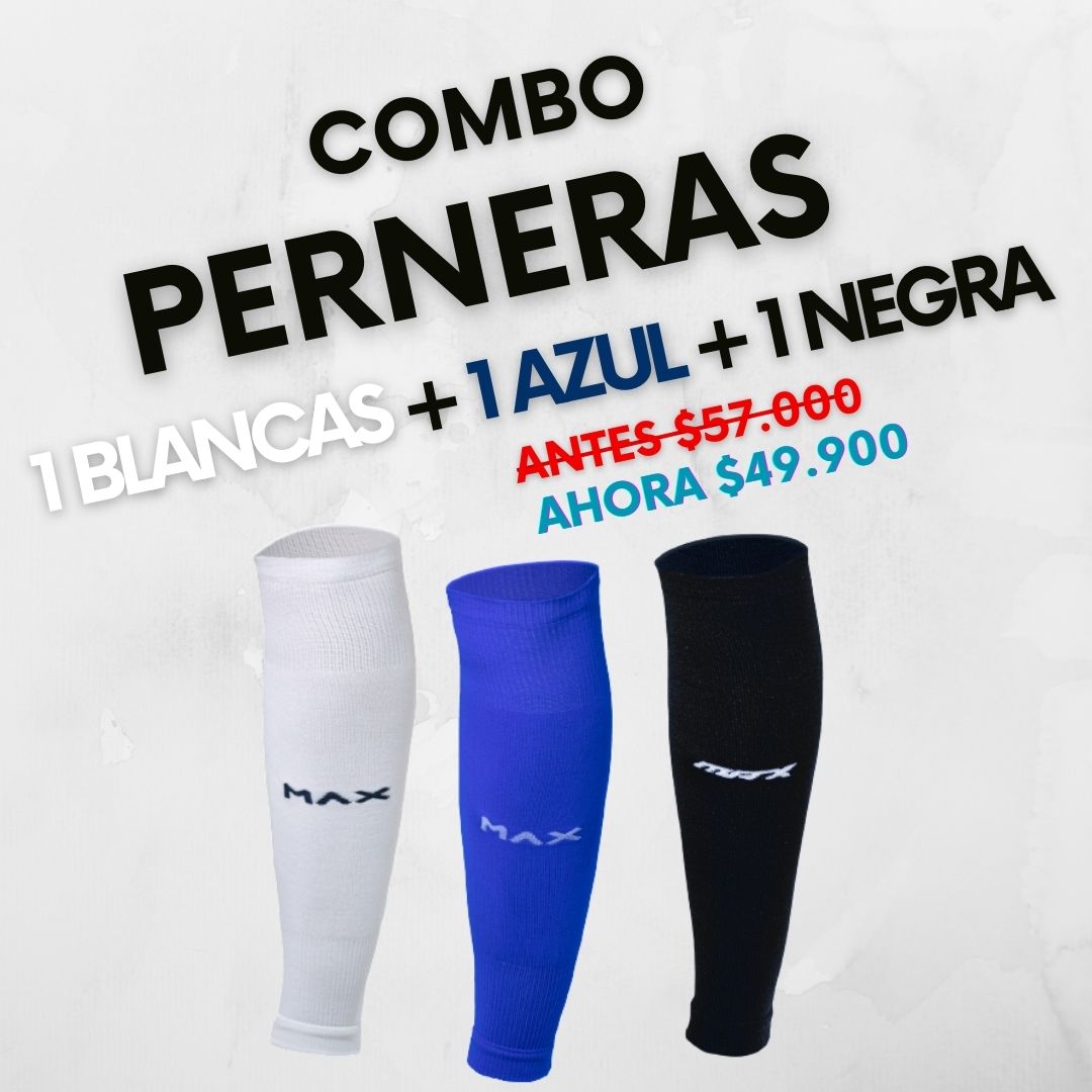 Combo Perneras x3 (Blanca + Azul + Negra)