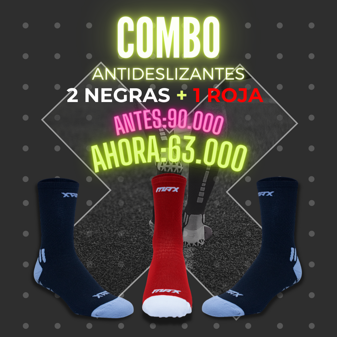 Combo x3 Antideslizantes 2 Negras + 1 Roja
