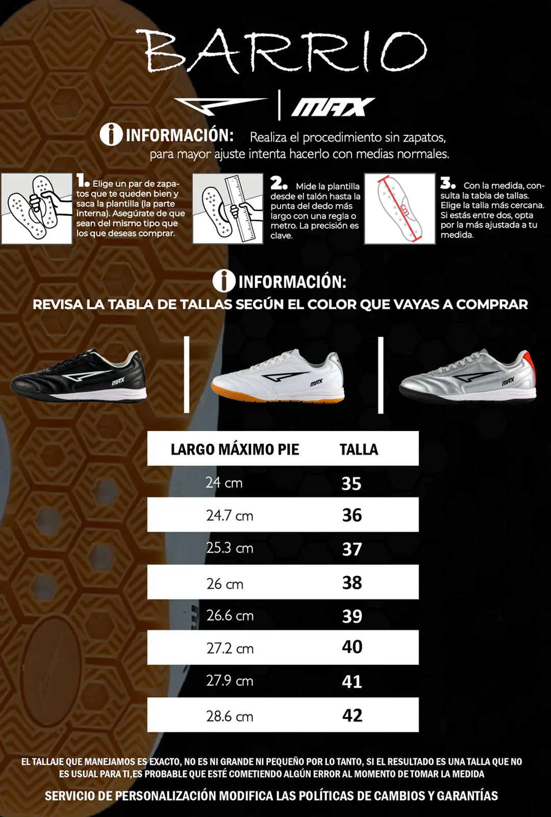 Tallaje Barrio Max Sport