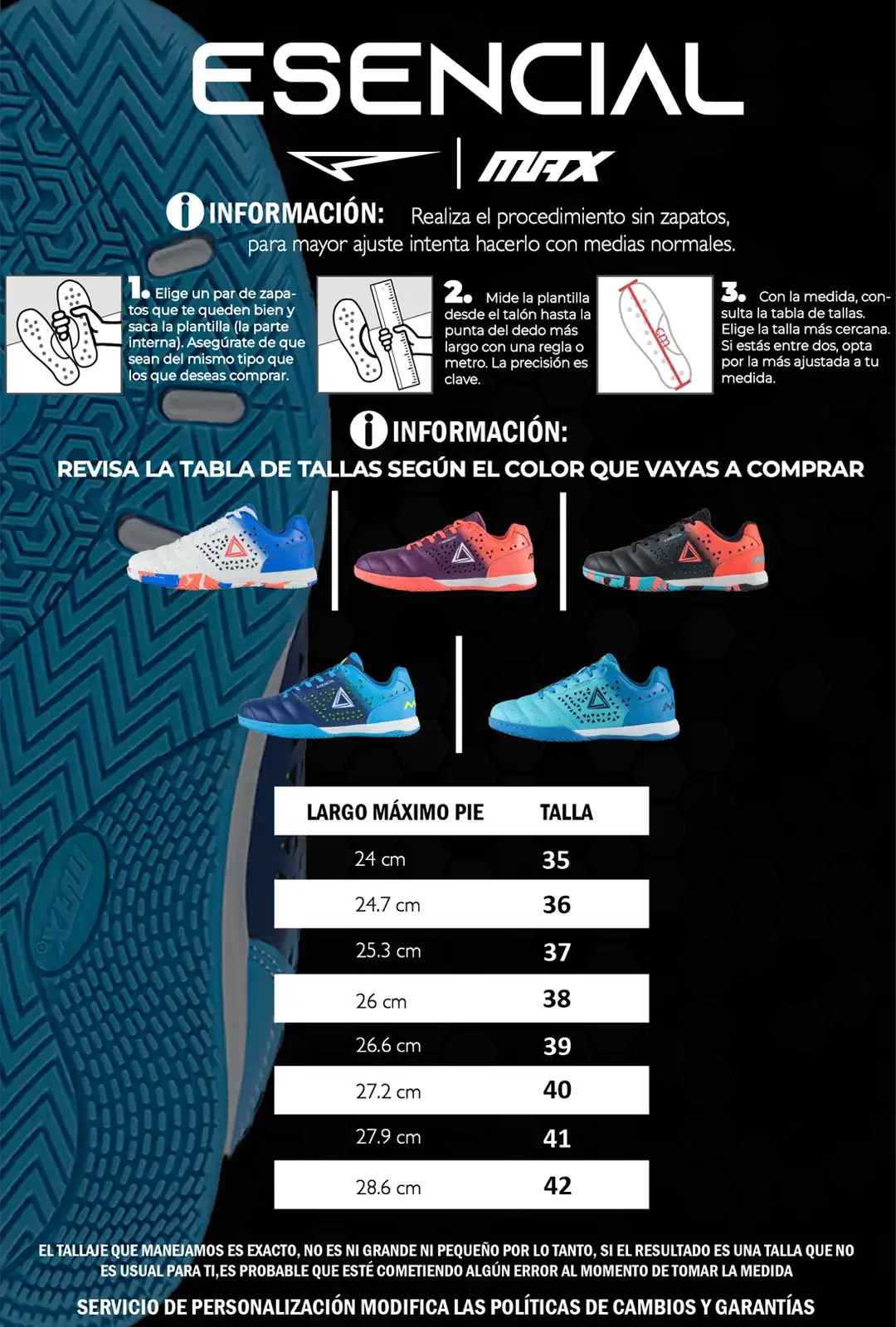 Tabla de Talla Max Sport Esencial